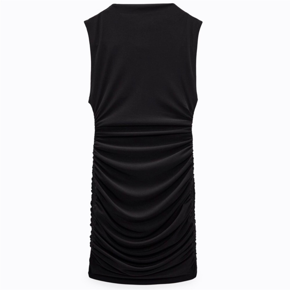 Zara Black Ruched Dress - Picture 4 of 6